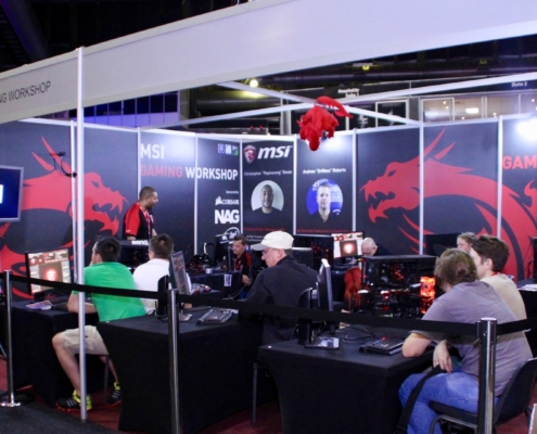 Booth on rAge Expo of the MSI Gaming PC Workshop