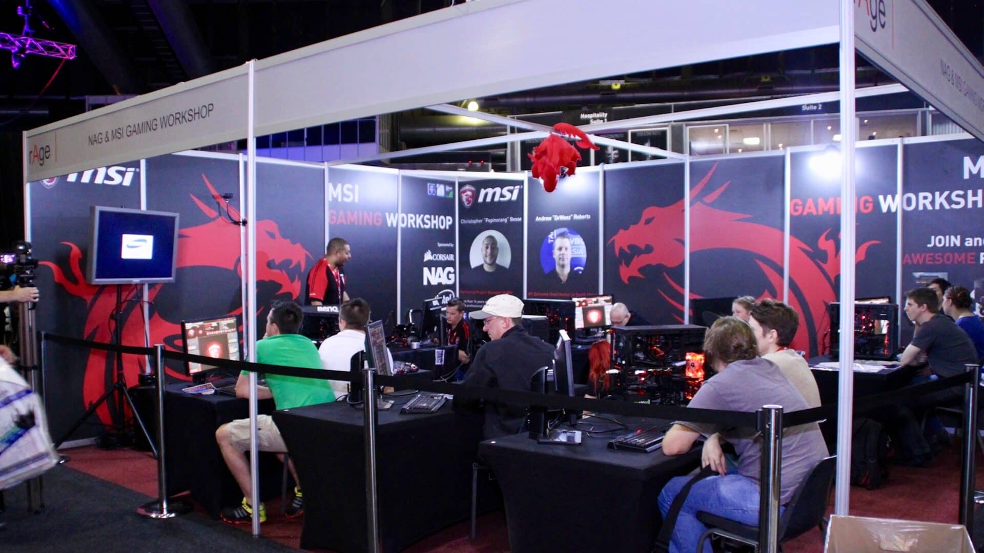 Booth on rAge Expo of the MSI Gaming PC Workshop