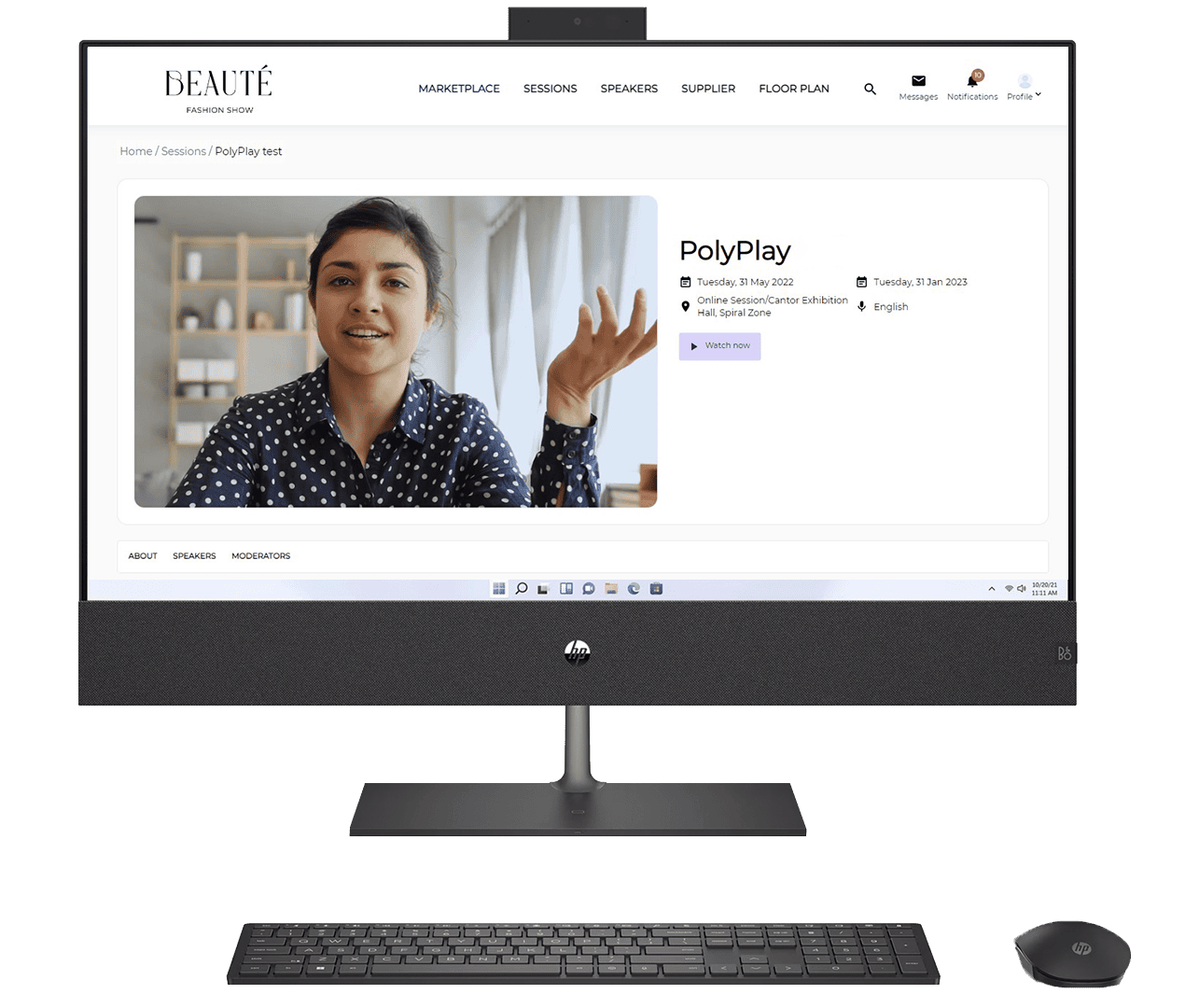 Polyplay integrated in an event platform on a computer